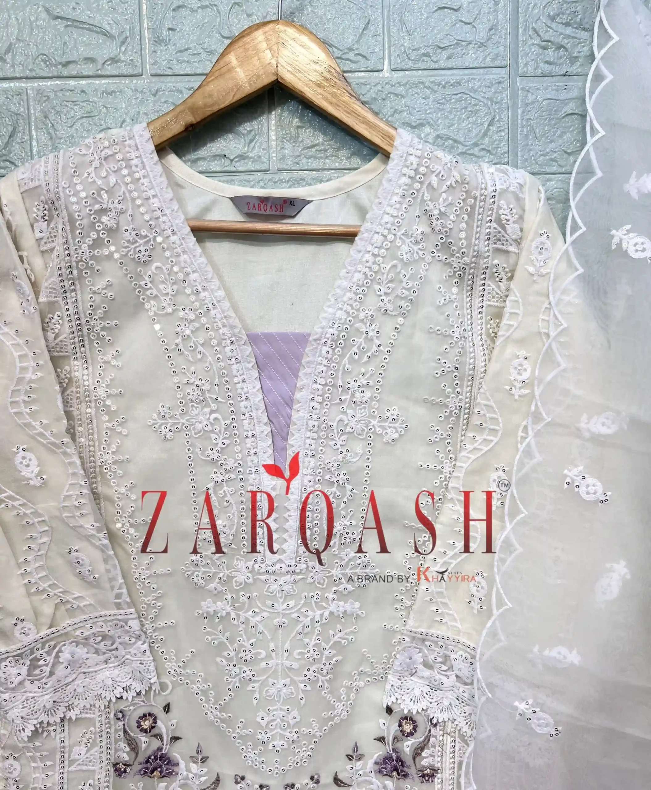 Zarqash D. No 202 Organza Wholesale Pakistani Readymade Salwar Suit Catalog — Wholesale Salwar Suits, MPA wholesale from Surat — view 6